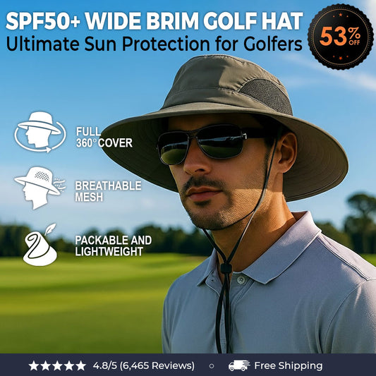 SPF50+ Wide Brim Golf Hat - Ultimate Sun Protection